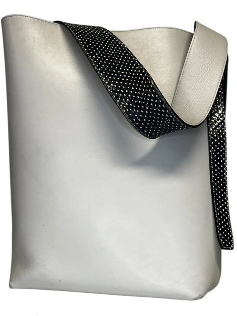 Celine Twisted Python Cabas Handbag w/zip pouch, White/Black, Pheobe Philo Era